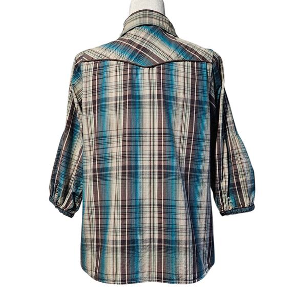 Tasha‎ Polizzi Collection Plaid Tunic Top Women M Multicolor Cotton Boho Western - Picture 2 of 9